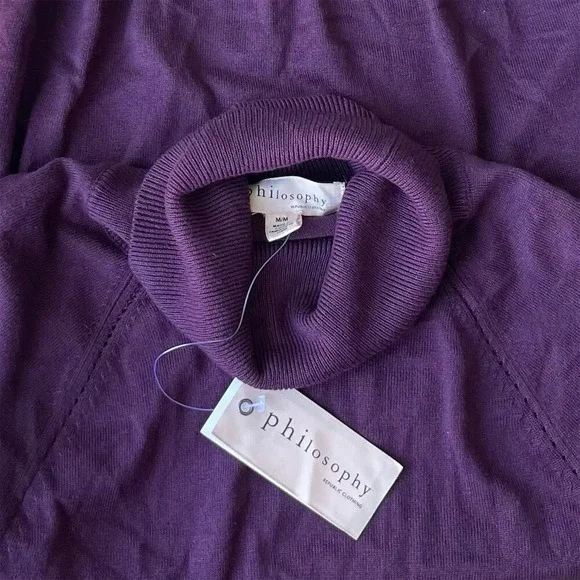 New Philosophy Turtleneck Sweater Women's M Purple Short Sleeve knit Pullover - Picture 3 of 3